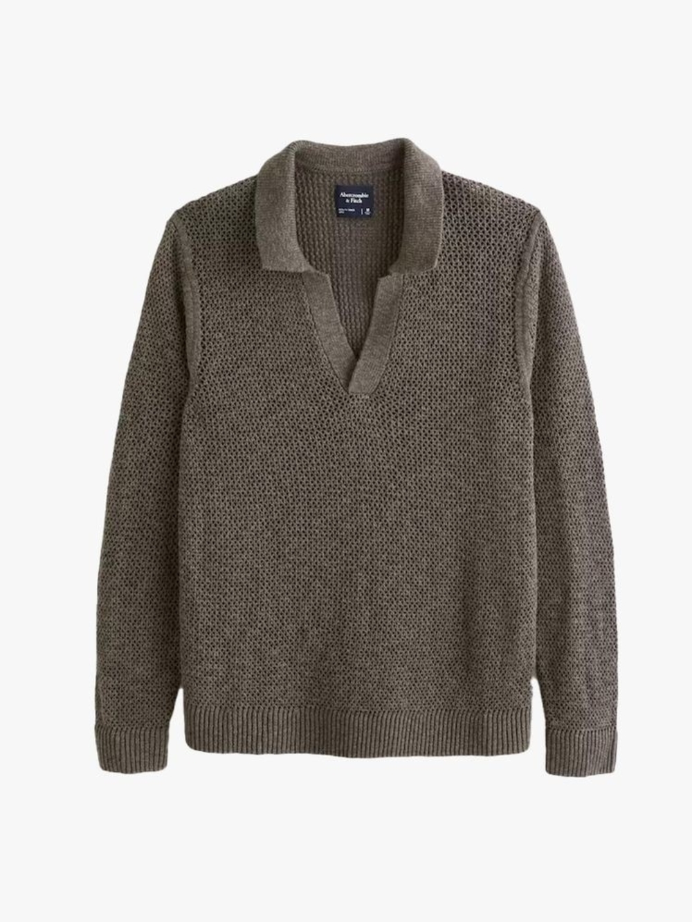 Abercrombie & Fitch Men's Dark Grey, Forest Green Knit Polo Sweater